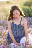 Girl in a field of purple wildflowers by Pueblo children's photographer K.D. Elise Photography